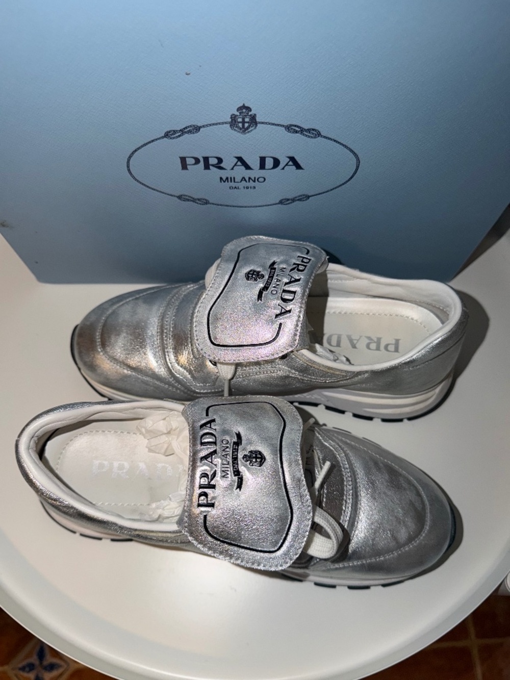 Prada Silver Sneakers